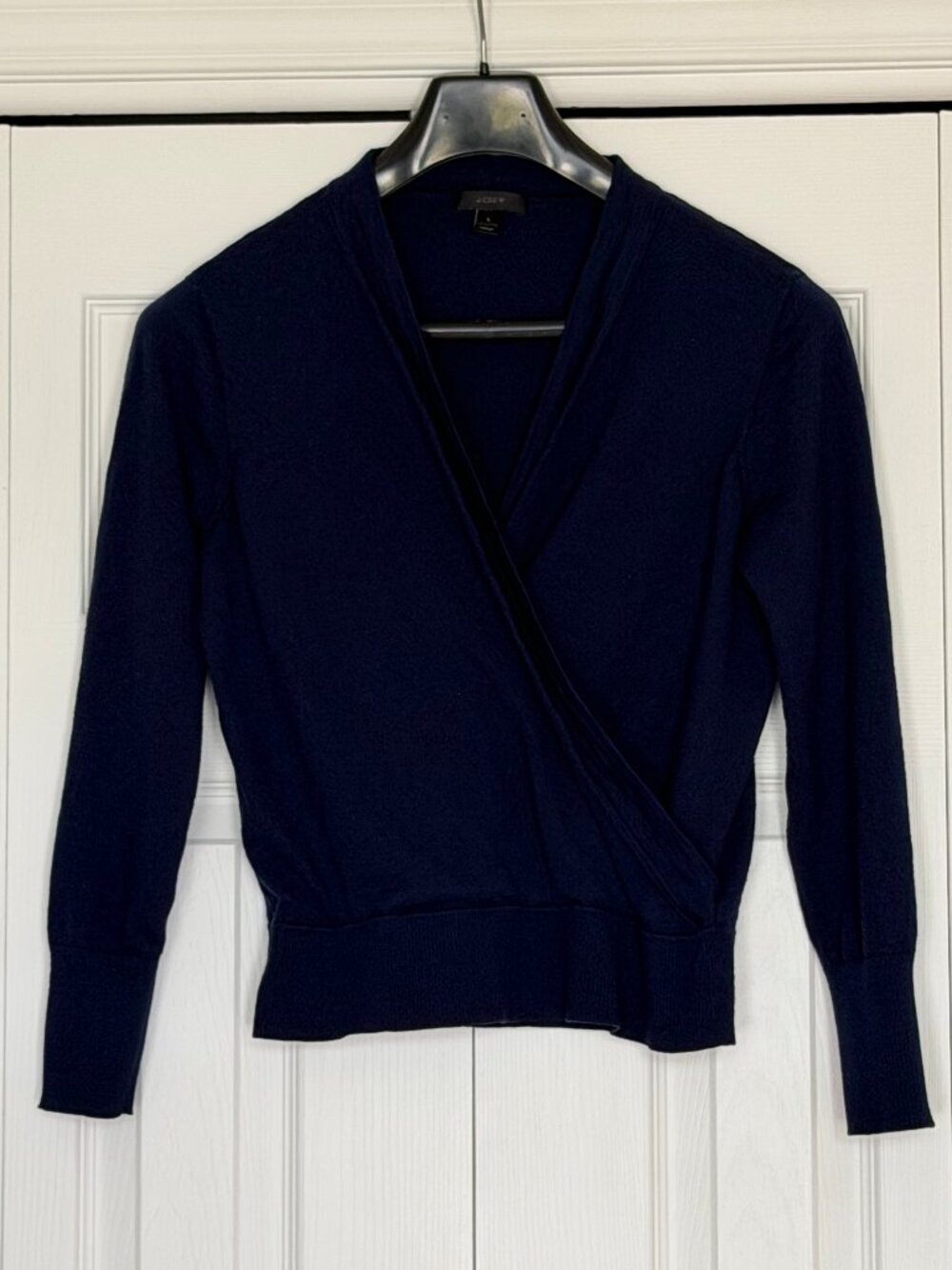 J.Crew 100% Merino Wool Wrap Sweater, Navy Blue